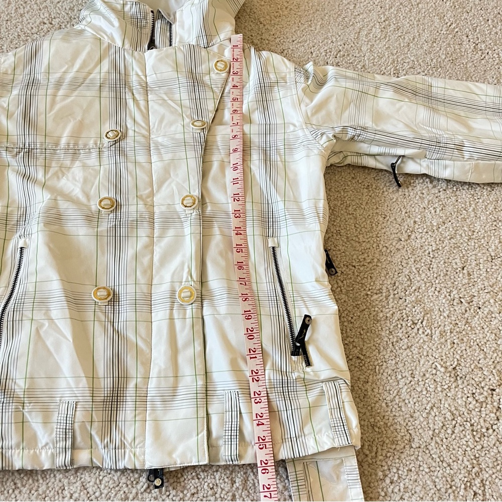 Vintage 90s Empyre White and Green Patterned Snowboarding Jacket Sz L 10,000 MM - Picture 12 of 12